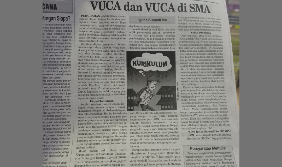 Artikel – VUCA dan VUCA di SMA